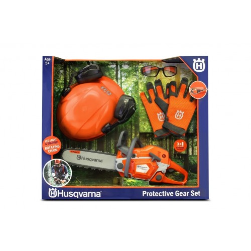 Jucărie motoferăstrău și echipament de protecție