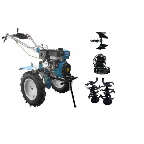 Motocultor DKD HS1100D 16CP Benzina + accesorii (freze+roti metalice+plug reversibil)